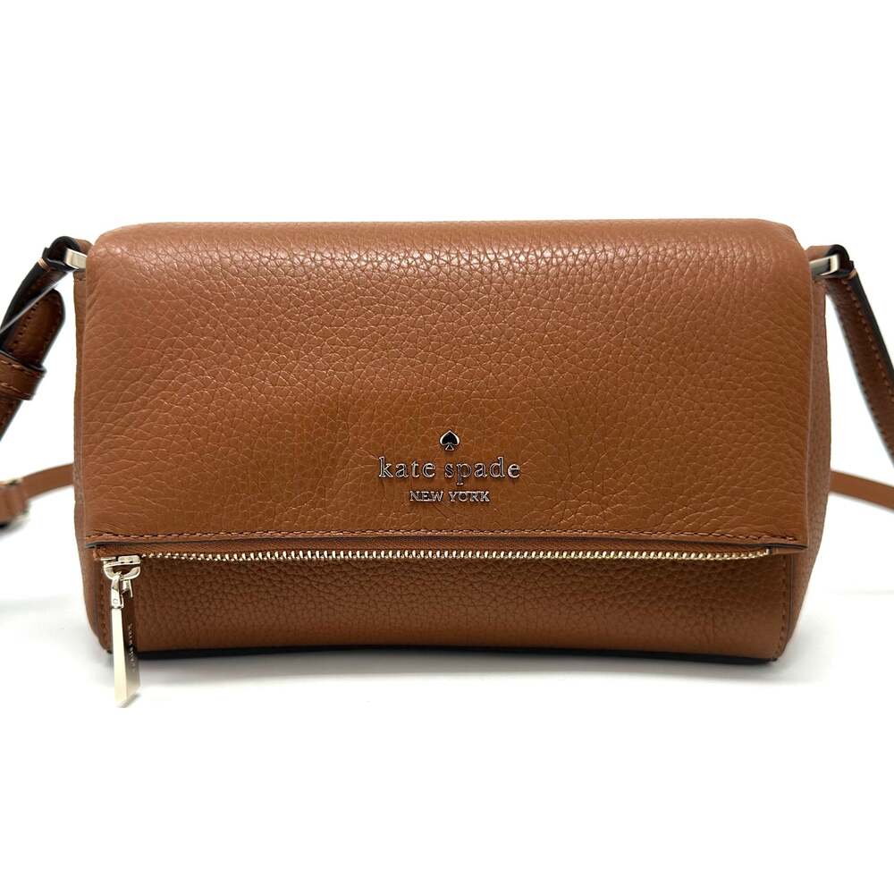 Kate Spade Leila Mini Zip Crossbody Purse in Warm Gingerbread Leather KE487